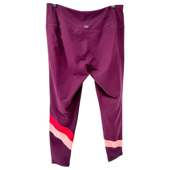 DSG Leggings Womens Large Maroon and Pink Colorblock Athletic Workout Gear - Picture 6 of 8